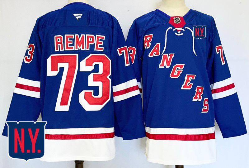 Men New York Rangers 73 Rempe Blue Fanatics 2025 NHL Jersey style 1